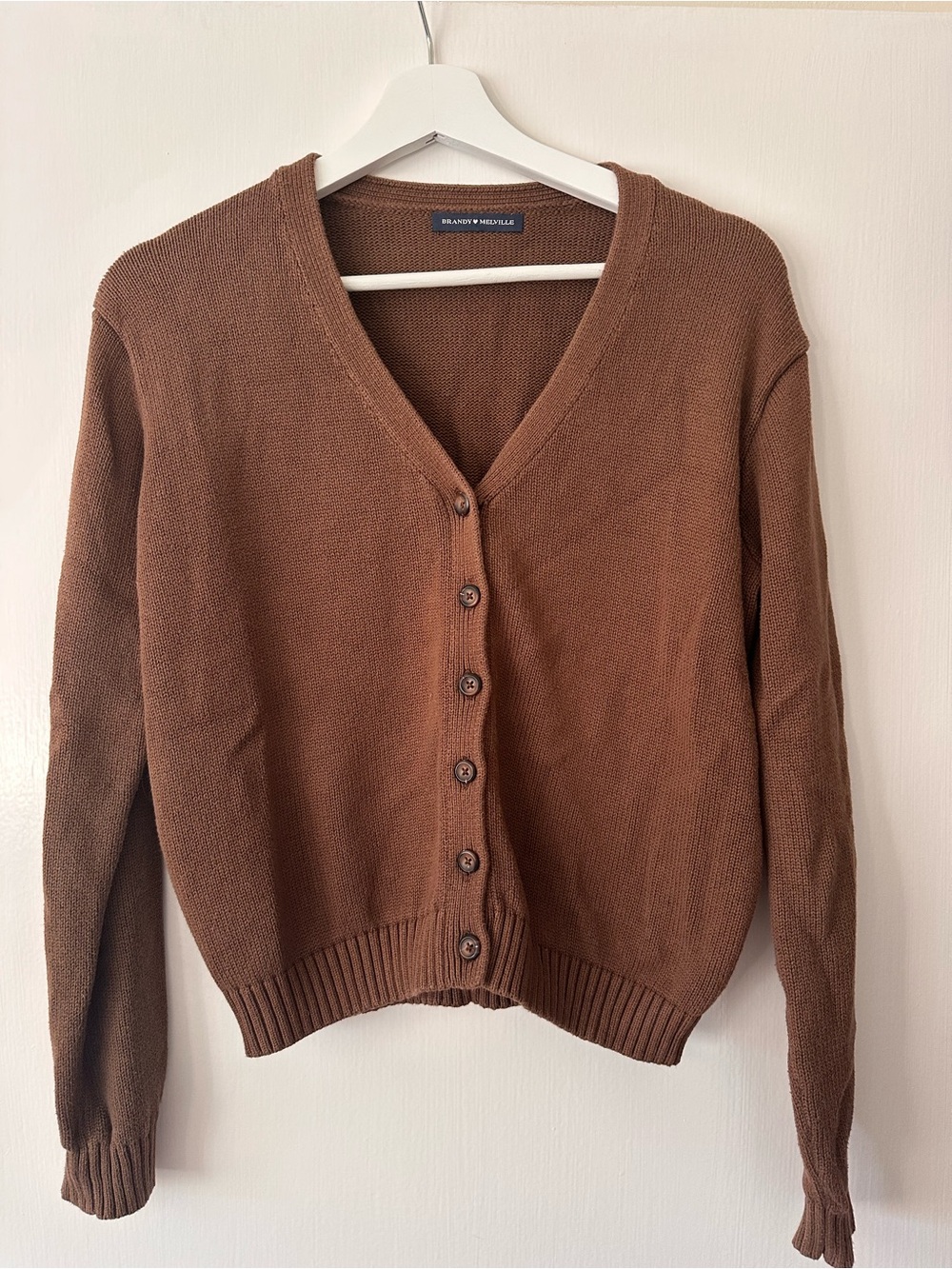 Brandy Melville Brown V-Neck Button Cardigan